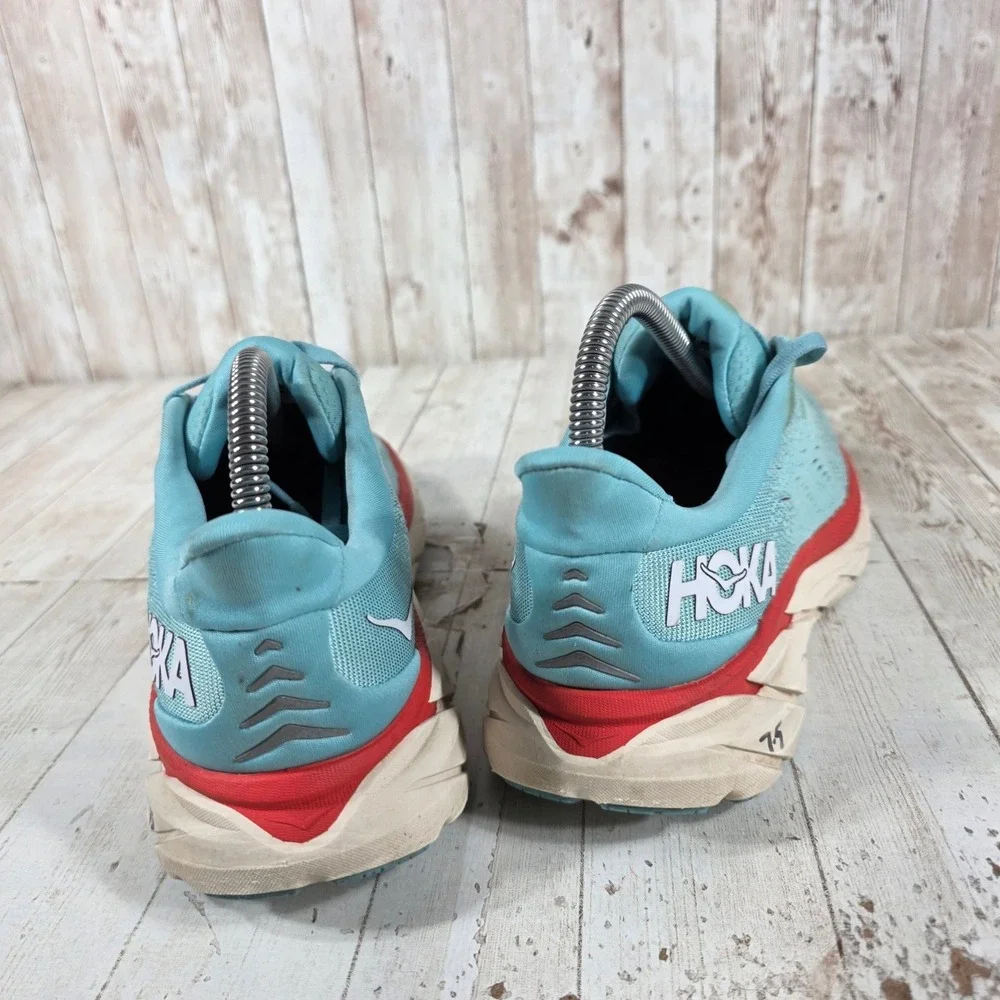 Hoka One One Clifton 8 Womens 7.5 Running Shoes Aquarelle Blue Red 1119394 AEBL